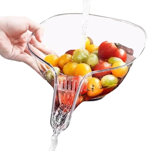 Cestello Scolapasta Pieghevole Da Cucina, 39x26x13 Cm, Rosso, In PP+TPR, Lavabile E Multiuso - 5