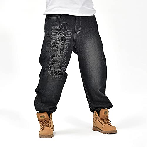 Men's Baggy Jeans Vintage 90's Hip Hop Style Denim Embroidery Loose Fit Dance Skateboard Pants3
