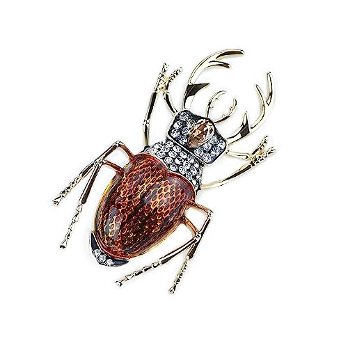 Image of Vintage Rhinestones Crystal Beetle Bug Ename Insect Scarab Brooch Pin Lapel Pin Accessories for Men Women