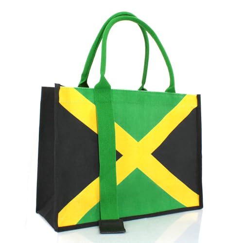 Image of Women's Canvas Tote Bag Waterproof Ribbon Beach Bag Jamaican Reggae Party Bag | Waterproof