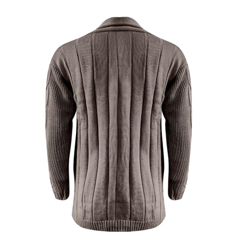 ADHOWBEW Mens Cardigan Sweaters with Buttons Fashion Big and Tall Stand Collar Casual Warm Cable Knit Long Sleeve Sweaters4