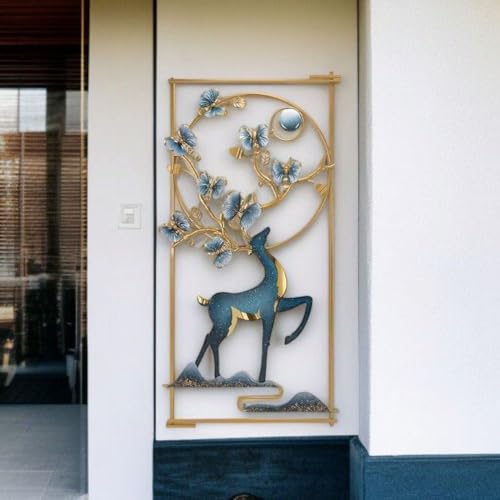 Image of Framing Hub Metal Deer Wall Decor Multicolor Hanging Art Frame for Living Room, Bedroom, Office & Hotel Decoration (Size 24x42 Inch)