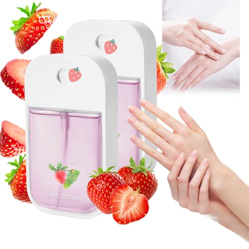 Lavender Flavors Power Mist Hand Sanit-izer - Power Mist Hydrating Hand Sanit-izer Spray - Portable Sani_tizer Spray Women,Teenager Girl - Hand Wash Daily Use and Travel Size (2pcs Strawberry)