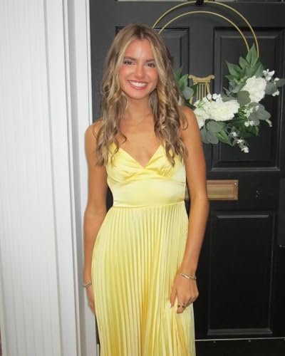 Pleated Satin Bridesmaid Dresses for Women V Neck Maxi Dress A Line Formal Wedding Party Gowns3