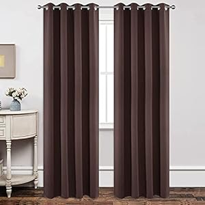 Joydeco Blackout Curtains 90 Inch Length 2 Panels Set, Thermal Insulated Long Curtains& Drapes 2 Burg, Room Darkening Grommet Drapes for Living Room Bedroom Window (W52 x L90 Inch, Chocolate