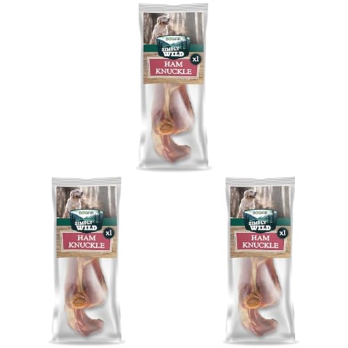 Bogar - Simply Wild - Chuches para Perros - Comida Perros como Complemento de la Alimentación Habitual - Golosina en Forma de Jarrete de Cerdo - 100% Cerdo Seco - Ayuda a la Masticación (Paquete de 3)