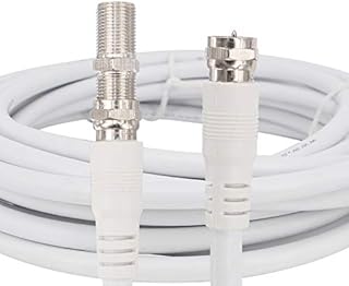 Kaunosta Satellites Cable 10m/33FT RG6 White Satellite Cable Extension, F Male to F Male with Premium Fitted Compression F Connectors for Sky q HD and Freesat