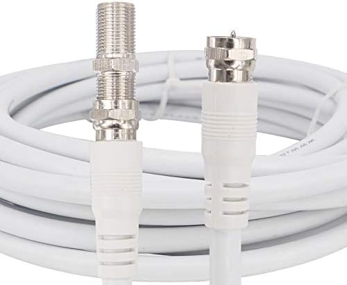 Kaunosta Satellites Cable 10m/33FT RG6 White Satellite Cable Extension, F Male to F Male with Premium Fitted Compression F Connectors for Sky q HD and Freesat