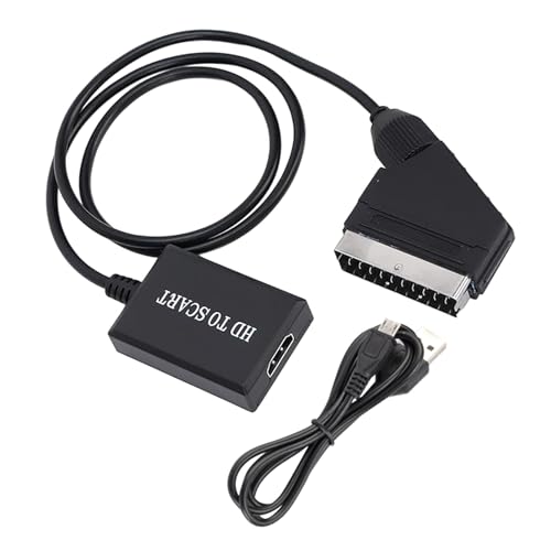 Mekalero Convertidores portátiles de euroconector a HDTV alimentados por USB para señales de video de sonido, enchufes de transmisión y reproducción 1080p / 720p adaptador de sonido de salida
