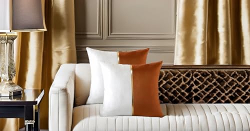 Image of HIMS Velvet Sofa Pillow Cover Set of 2, Luxury Cushion Cover 12 inch x 12 inch for Decorative Living Room Sofa Bedroom Car (12x12 Inch, Brown)