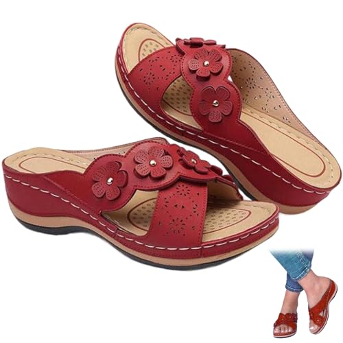 Sandales compensées pour femmes en cuir PU souple avec semelle de marche amortissante taille 39