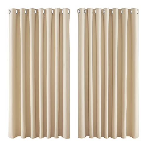 PONY DANCE Cortinas Dormitorio Juvenil Cortinas Beige Cortinas Salon Modernas Cortinas Infantiles Niño Cortinas Habitacion 2 Piezas, 266 x 213 cm, Beige Oscuro Cover