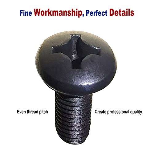 Bgmvfk Black License Plate Screws- Rustproof Stainless Steel Car Tag Screws, M6X16Mm (1/4"X5/8") Fasteners Hardware- Phillips Machine Bolts Nuts Caps For Mounting Front Or Rear Frame #TOP2