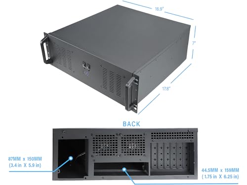 Image of Rosewill 4U Server Chassis Rackmount Case | 11 x 3.5 Bays, 3 x 5.25 Devices| ATX, CEB Compatible | 2 x 120mm PWM Fan, 2 x 80mm PWM Fans | 2 x USB 3.0, 1 USB-C 3.1 | Front Panel Lock | - RSV-R4200U