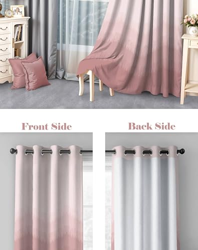Image of Kivo Digital Print 85% Blackout Curtains for Door /Window, Thermal Insulated, Tie Back, Wider Width 50 in, Eyelet Curtains for Living Room /Bedroom (Pink 7 ft Set of 1)