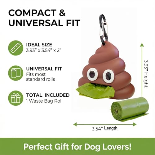 Image of Dog Poop Bag Dispenser for Dog Leash, Poop Shape Sturdy Holder (Pack of 3)