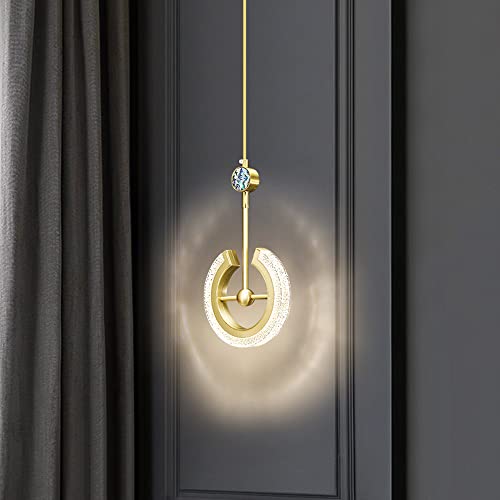 Luminaire suspendu LED laiton brossé pour plafond suspendu et îlot de cuisine moderne