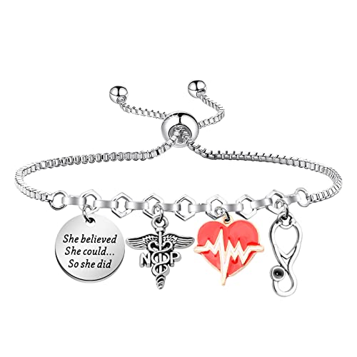 PLITI Nurse Practitioner Bracelet NP Gift Nurse Preceptor Graduation Gift She Believed She Could So She Did Bangle