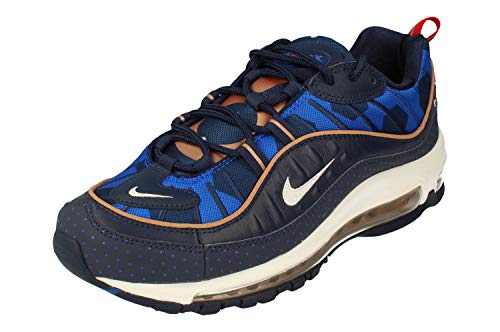 Nike W Air MAX 98 PRM, Zapatillas de Atletismo Mujer, Multicolor (Midnight Navy/White/Mtlc Red Bronze 400), 38 EU