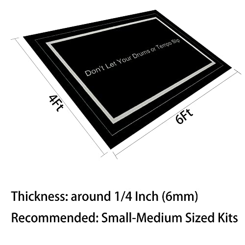 Kay&J Drum Rug Carpet With Carry Bag, Drum Mat, 4X6 Ft, Non-Slip,Stop Your Drum Set From Moving, Great Gift For Drummers, Drum Accessory, Black Drum Rug #TOP2