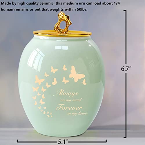 Image of Butterfly Medium Urns for Human Ashes Female /Women /Mom | 6.7Inch Ceramic Cremation Urns for Human Ashes Adult Female,Medium Size Decorative Urns for Ashes