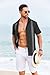 COOFANDY Summer Shirts for Men Cuban Button-Down Shirts Hawaiian Guayabera Short Sleeve Relaxed Fit Shirts XL Black