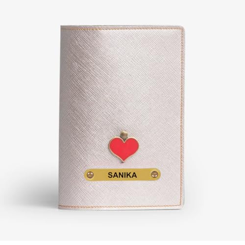 Image of ncgifts Customised Leather Passport Holder: Personalised Name & Charm for Men & Women - Unique Travel Gift, Document Organiser, Boarding Pass Holder, Customised Gifts for Men & Women (Rose Gold)