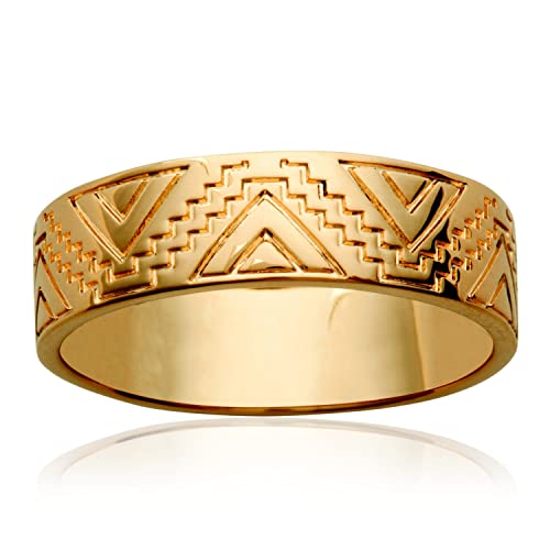 Anillo inca bañado en oro talla 56 con acabado artesanal elegante y diseño precolombino exclusivo