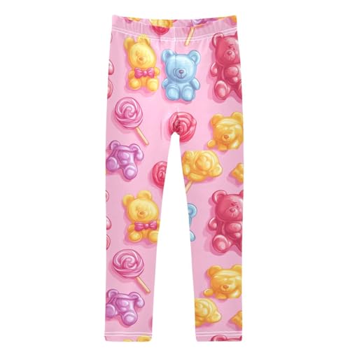 Colorful Lollipops Gummy Jelly Candy Bears Girls Leggings Kids Yoga Pants Dance Active Tights 4T