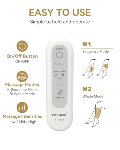 Image of FIT KING Air Compression Leg Massager, Pneumatic Compression Boots for Circulation & Pain Relief, Swelling, Edema, RLS - Foot and Calf Massager Gift for Mom Wife