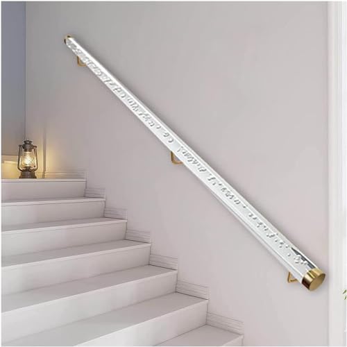 Rampe d'escalier tube acrylique à bulles mural 90 cm avec kit acier inox