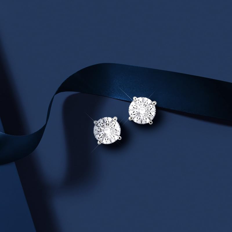 Image of Lab-Grown Diamond Stud Earrings With Unique laser engraved Diamond ID, Set In Platinum, White Gold or Yellow Gold - D Color, VVS2 Clarity, IGI Certified Lab-Grown Diamonds - Available in 1 to 5 CTTW