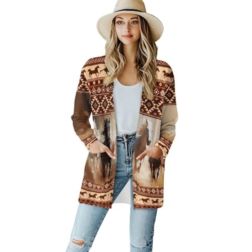 Uourmeti Open Front Cardigan Jacket Long Sleeve Cardigans for Women Lightweight