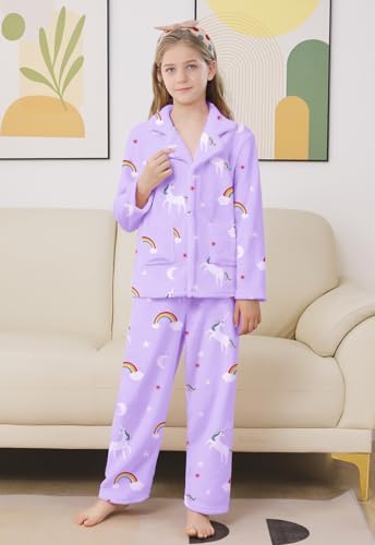 Schbbbta Girls Fuzzy Pajama Set, 2 Piece Soft Plush Fleece Pjs Loungewear, 3 Years - 15 Years2