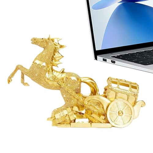 Statue de bureau année du cheval en résine aux finitions sculptées - 2