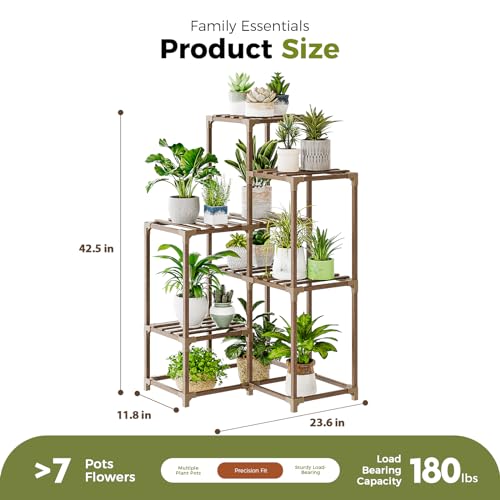 Bamworld Indoor Outdoor Plant Stand Shelf Corner Table 7 Pots Holder for Living Room Multiple Plants Patio Balcony Garden Decor - Image 2