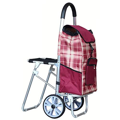 WLKINF Tote wiederverwendbare Einkaufstasche, faltbar, Einkaufstrolley, leicht, faltbar, Rot