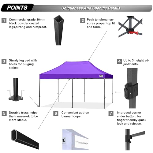 Image of ABCCANOPY Patio Pop Up Canopy Tent 10x20 Commercial-Series(Purple)