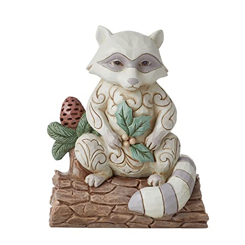 Enesco Jim Shore Heartwood Creek White Woodland Raccoon and Pinecone Figurine, 4 Inch, Multicolor