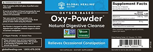 Global Healing Center Oxy-Powder & Selenium Kit - Natural, Oxygen Based Colon Cleanser Of Intestinal Tract & Vegan Antioxidant Supplement For Thyroid Support & Immune System Health- 160 Capsules Total #TOP3