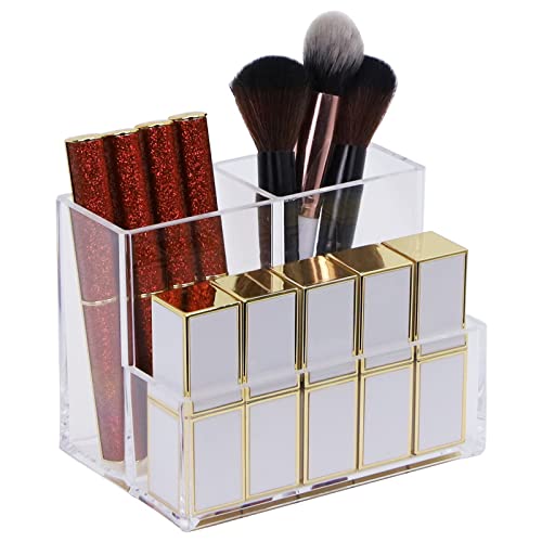Organizador de maquillaje acrílico, almacenamiento de cosméticos, vitrina, soporte para brochas de maquillaje, dispensador de lápiz labial,
