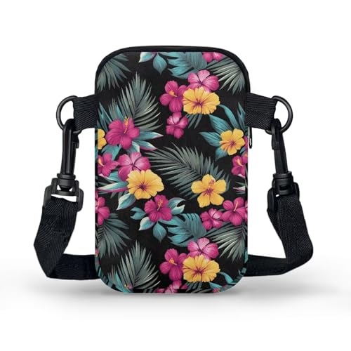 Image of Hawaiian Tribal Small Crossbody Bags for Women Cell Phone Bag Purse, Sea Turtle Zipper Sling Purses Shoulder Bag