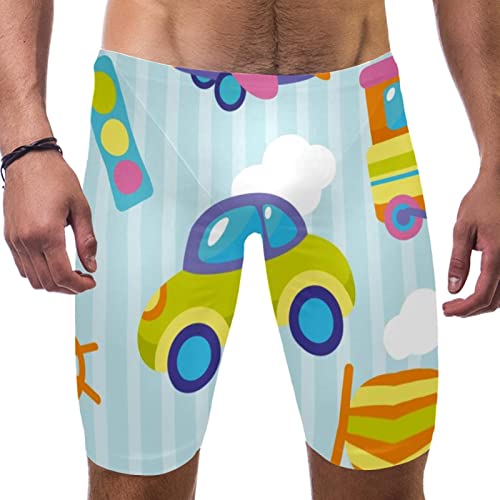 Bañador de natación para hombres tipo swim jammer de HUI JIN SHOP con coches