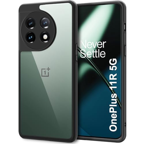 Image of TheGiftKart Hybrid Shockproof Back Cover Case for OnePlus 11R 5G | Camera Protection Bump | Hard Back Cover Case for OnePlus 11R 5G (PC & TPU, Transparent Clear Back, Black Sides)