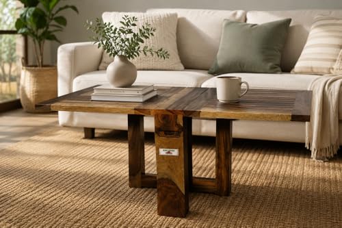 Image of Sheesham Wood Folding Coffee Table for Living Room | Center Table | Provincial Teak Finish