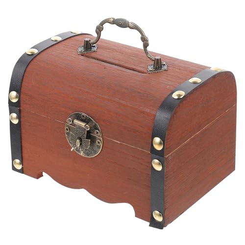 Tirelire en bois avec boîte de rangement verrouillable noire pour bijoux