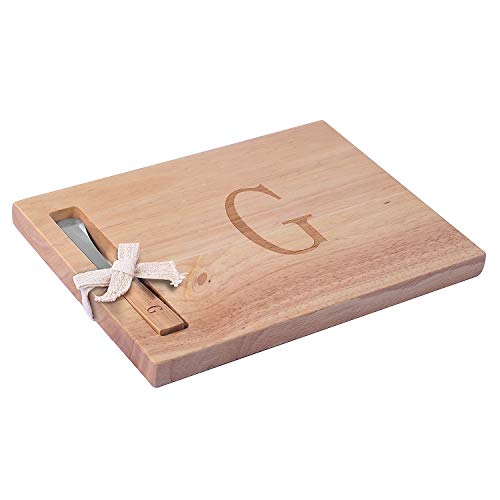 Miicol Wood Charcuterie Board, Monogram Cheese Board 10 Inch, Personalized Initial Cutting Board with Spreader, Unique Housewarming Gift, Ideal for Kitchen, Home, Letter G