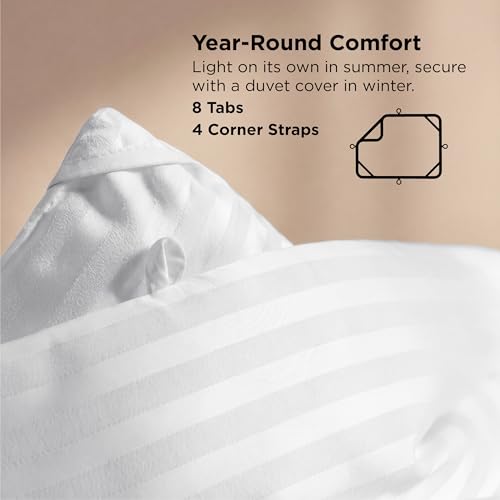 Image of Bedsure Duvet Insert King Size - Lightweight Comforter, Quilted Cooling Duvet Insert, Down Alternative Summer Comforter with 8 Tabs, Ultra Soft Blanket, Striped, King, White, 90x102 inches