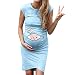 Produktbild Allence Damen Schwangerschafts Kleid mit Kurzarm Freizeit Nachtkleid Lustig Baby Drucken Umstandskleid Sommer Mutterschaft Mode Umstandsmode Shirtkleid Mini Sommerkleid S-XXL