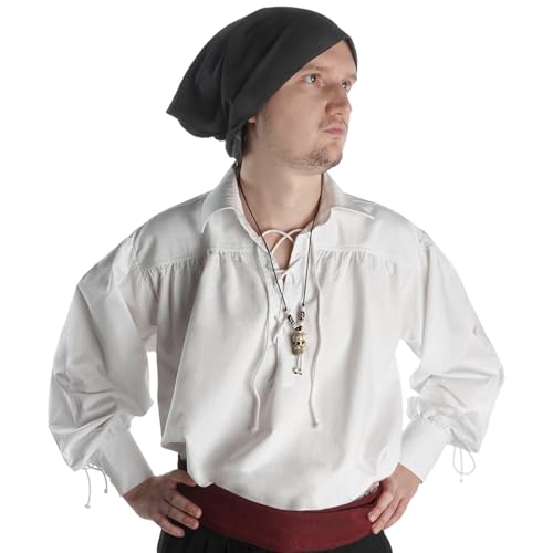 Chemise à laçage en pur coton blanc avec col Hemad